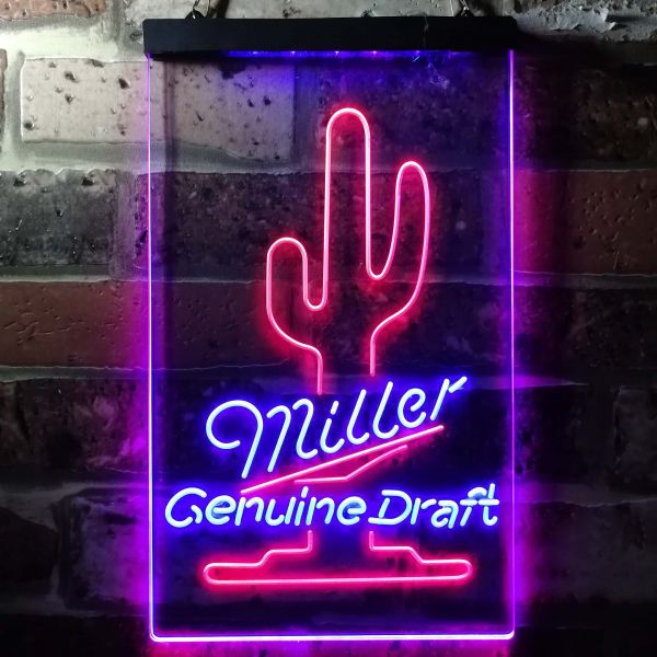 Miller Genuine Draft Cactus Dual LED Neon Light Sign